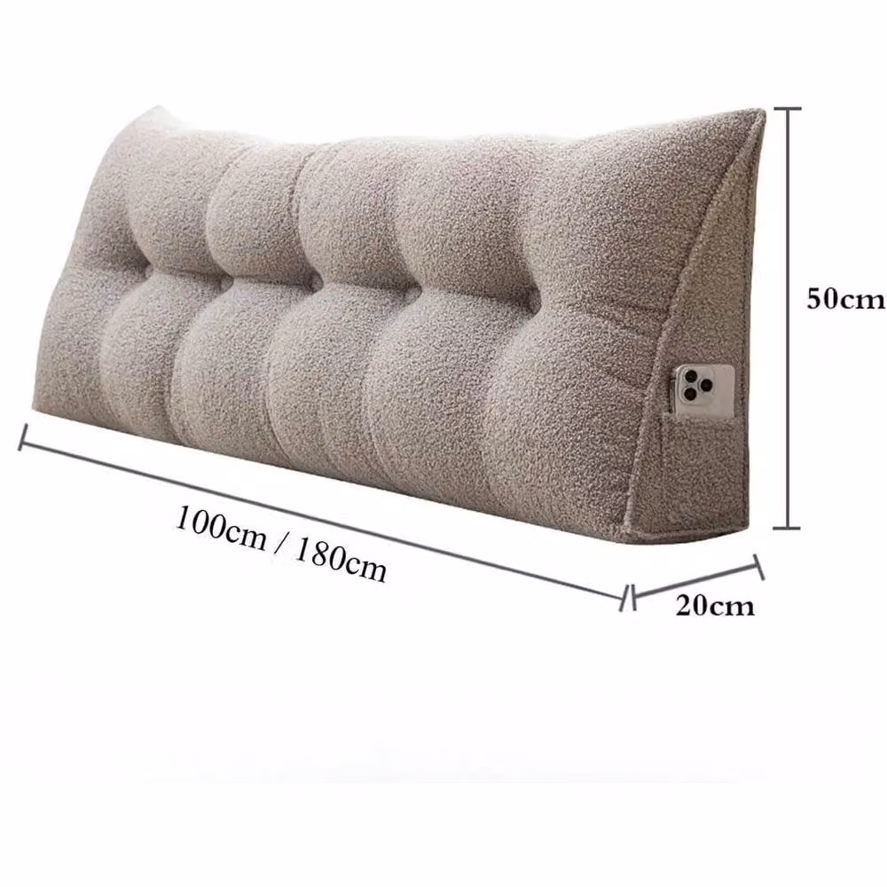 FLAVORA Grey Soft Wedge Pillow Backrest Support Cushion W/D/H: 180 x 20 x 50 cm – 2