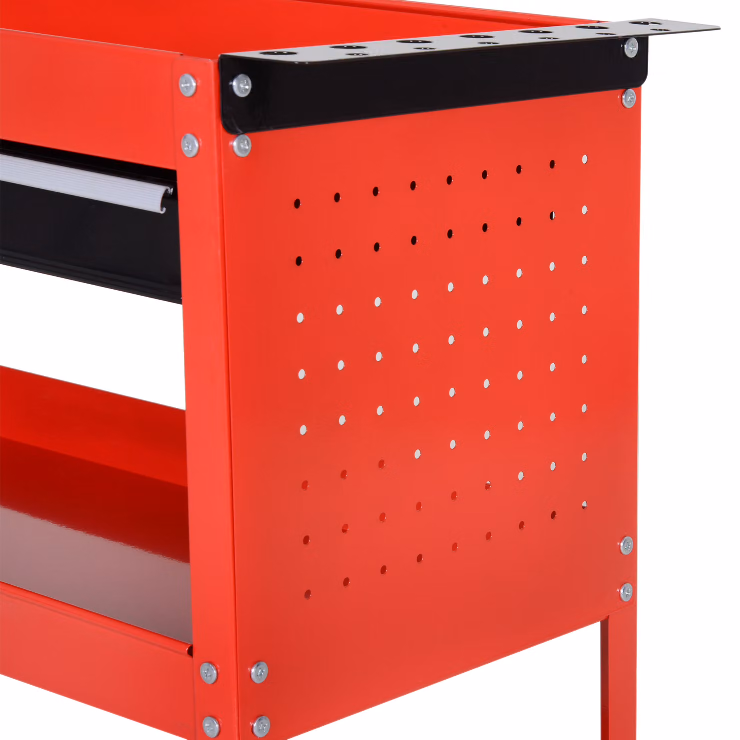 DURHAND 3-Tier Tool Trolley Storage Cart with Drawer, Red – 8