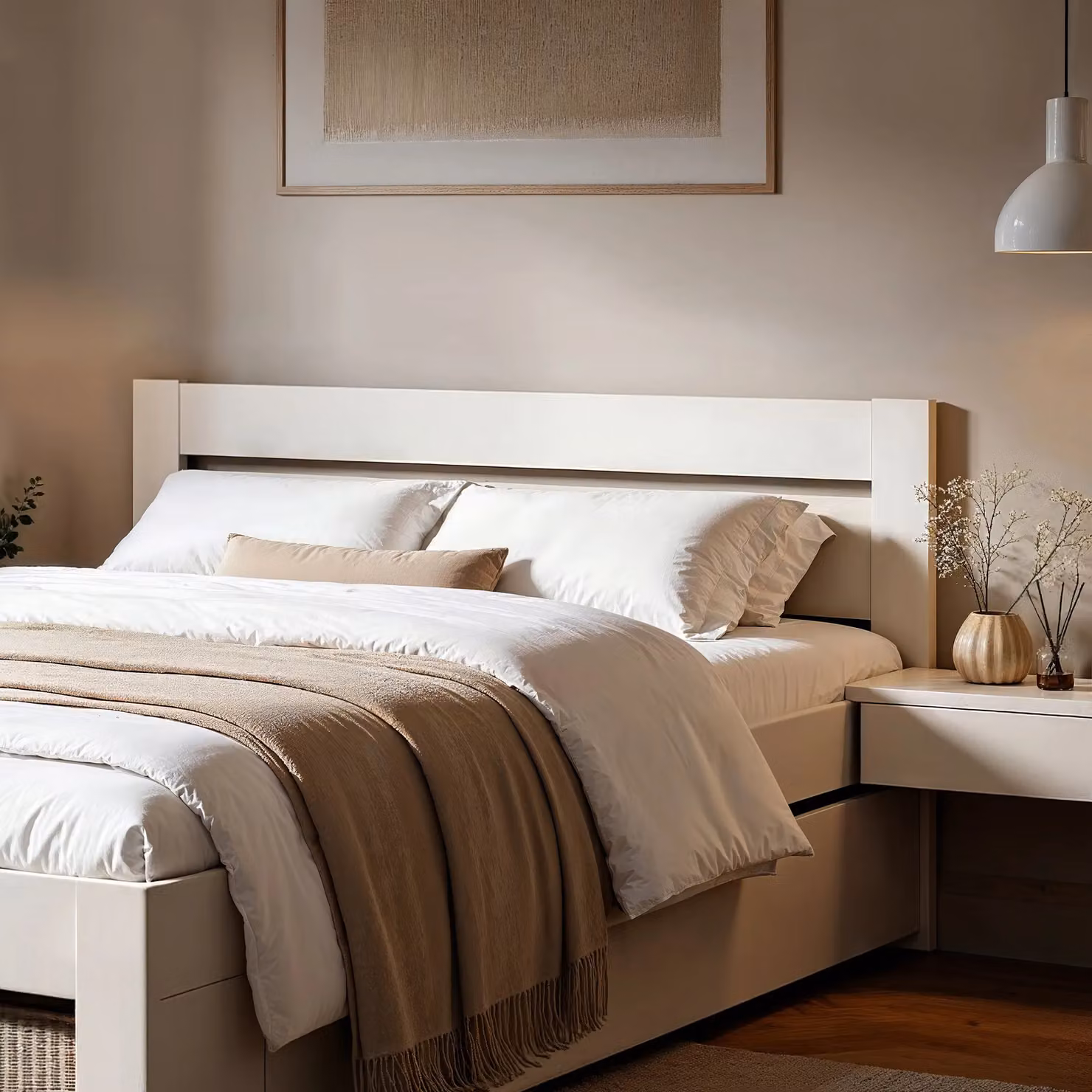 Noomi Pradis Storage Bed in White with Drawers, Solid Pine Wood, 180 x 200 cm – 2