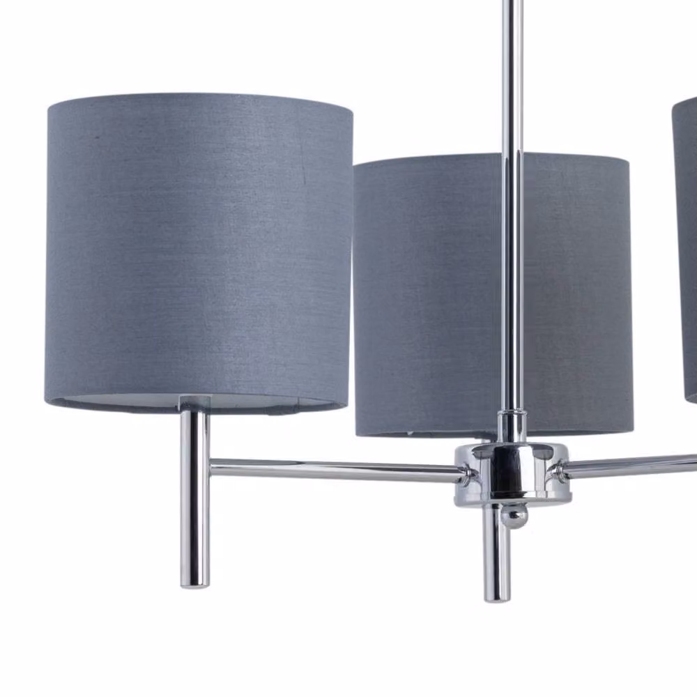 First Choice Lighting Brea Set of 2 Chrome Ceiling Light Fittings with Grey Fabric Shades – 2