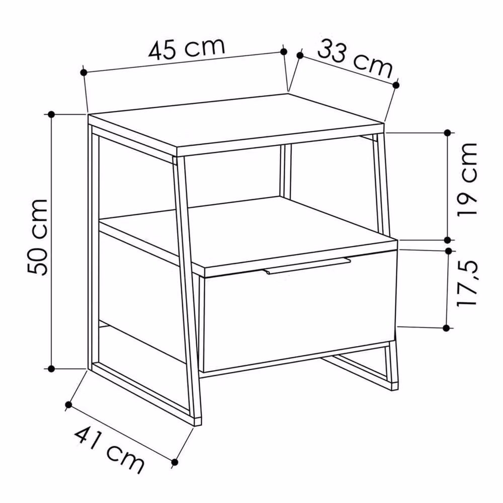 VOGREX Modern 1 Drawer Nightstand in Light Oak and Black with Beige Accents – 2
