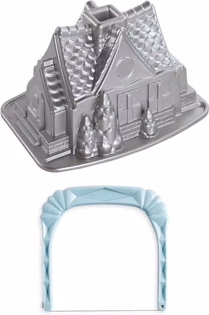 Nordic Ware Gingerbread House Bundt Pan and Slicer, Silver Non-Stick Aluminium – 1
