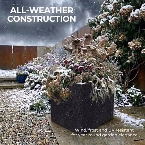 IDEALIST Black Terrazzo Reinforced Stone Plant Pot, 40 cm, 65 L – 5