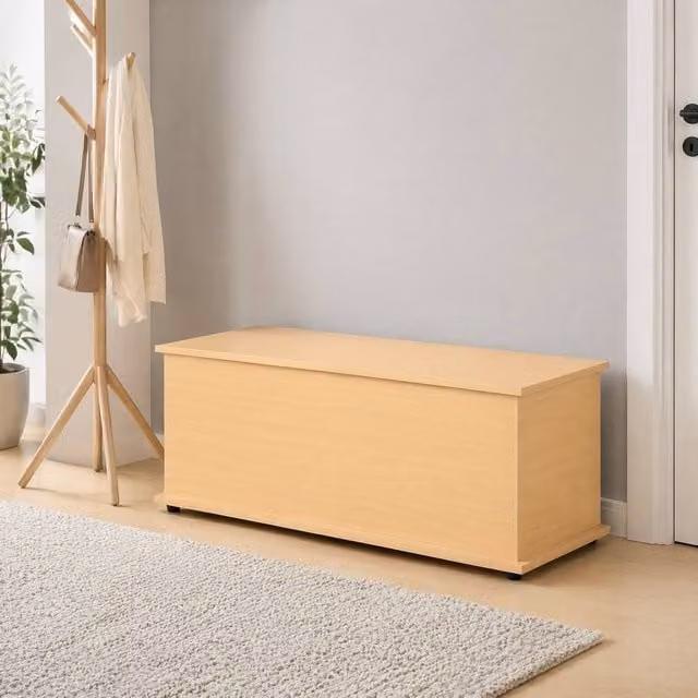 STILVORA Storage Chest with Soft-Close Flip-Top Lid in Beige, W: 100 cm, D: 40 cm, H: 120 cm – 1