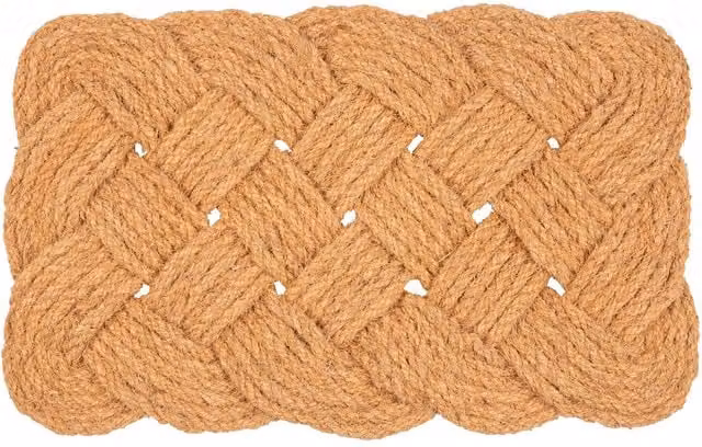 Nicola Spring Natural Coir Knotted Rectangular Door Mat, Brown, W: 68 cm, D: 43 cm