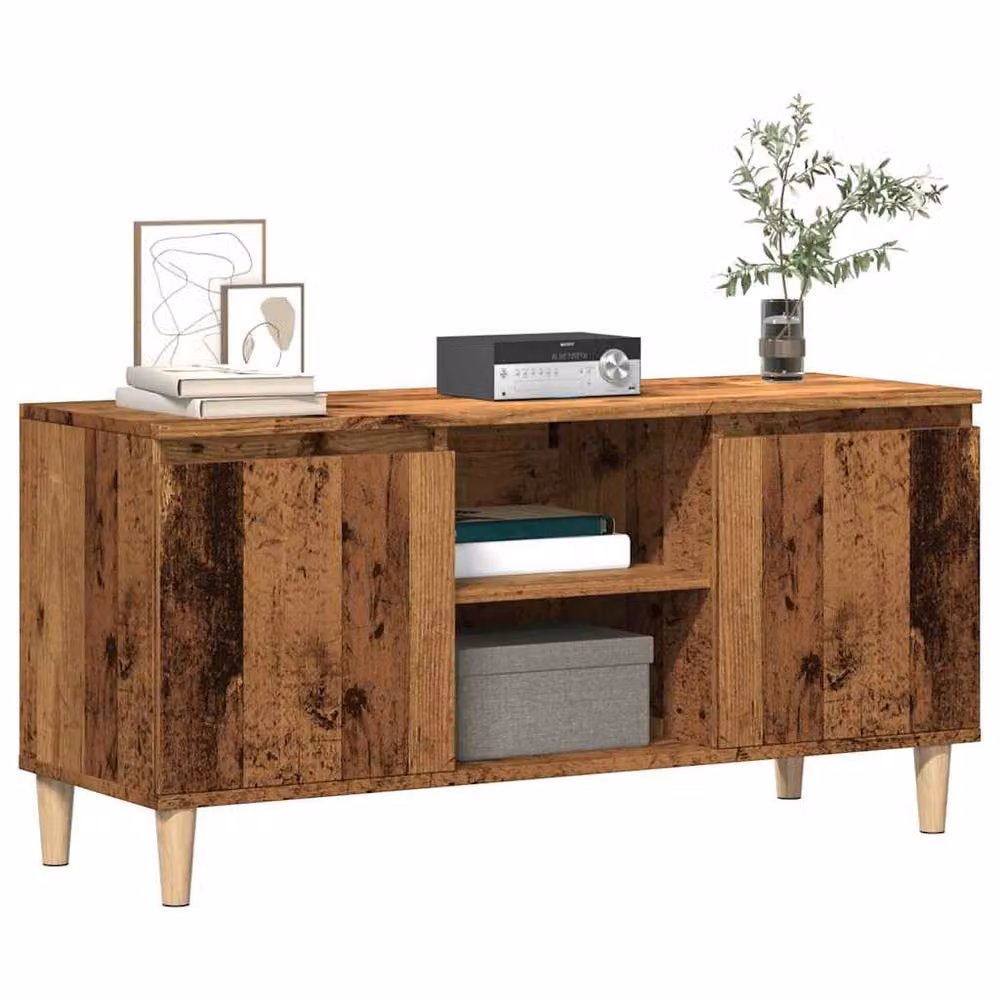 Berkfield Home TV Cabinet in Old Wood Brown, Engineered Wood, W/D/H: 102 x 35 x 50 cm – 2