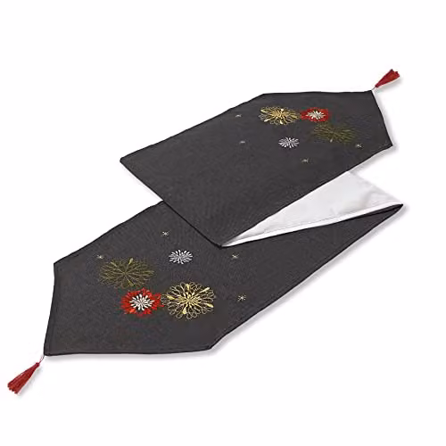 Alan Symonds Christmas Party Table Runner in Anthracite Grey, W/D/H: 183 x 36 x 36 cm
