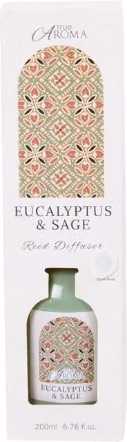 True Aroma Eucalyptus and Sage Bunny Tail Reed Diffuser in Green Glass