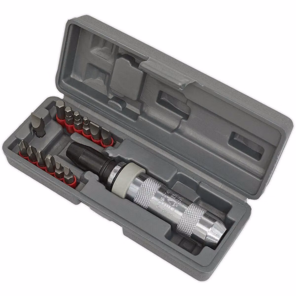 Loops 15 Pack Heavy Duty Manual Impact Driver Set with Knurled Grip in Silver and Multicolour Stainless Steel – 2