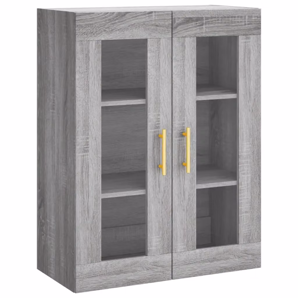 Berkfield Home Wall Mounted Cabinet in Grey with Glass Doors, W/D/H: 69.5 x 34 x 90 cm – 2