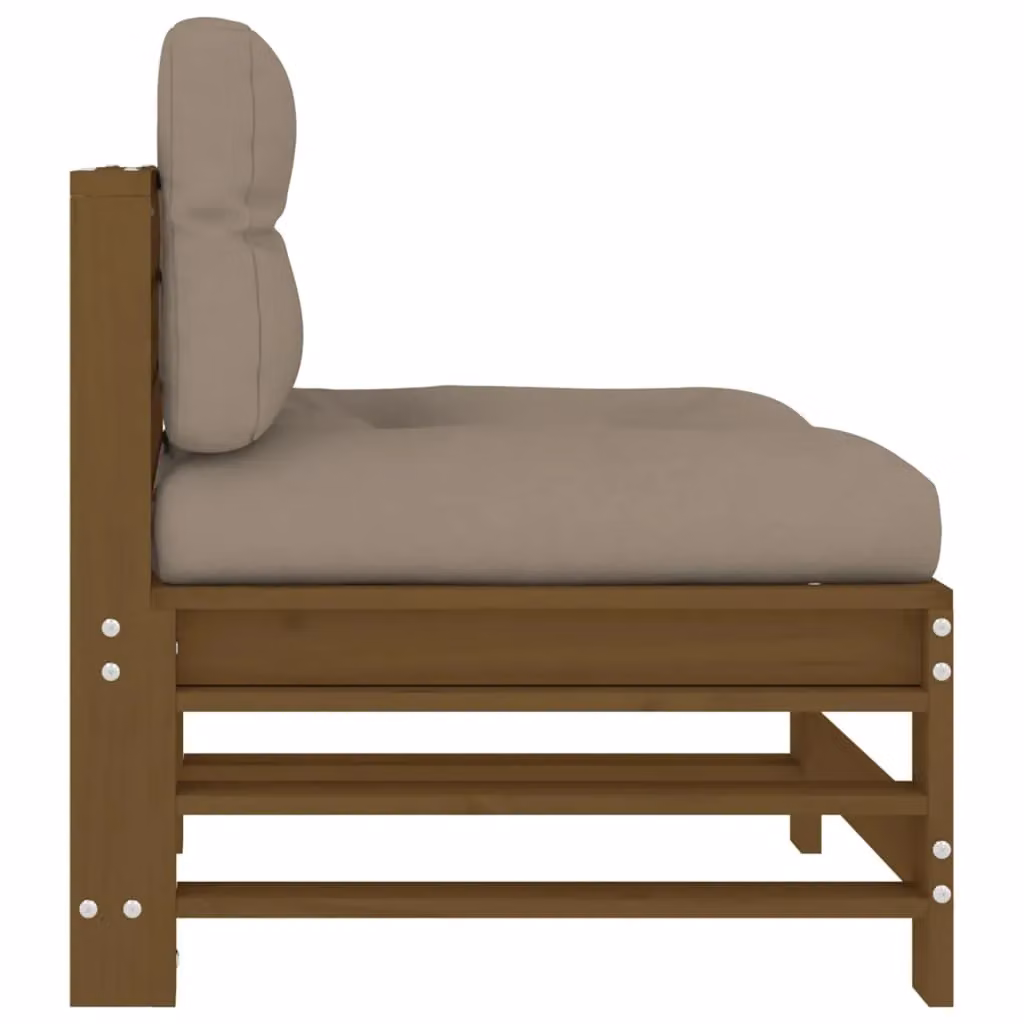 Berkfield Home Rustic Middle Sofas with Cushions, 2 Piece Set, Honey Brown Solid Pine Wood – 4