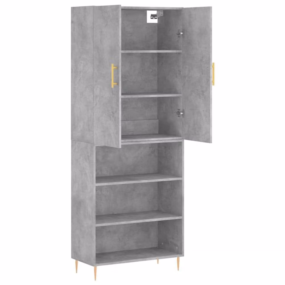 Berkfield Home Modern Highboard in Concrete Grey with Hinged Doors and Internal Shelves, W/D/H: 69.5 x 34 x 180 cm – 3