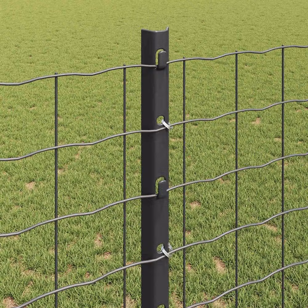 Berkfield Home Modern Euro Fence with 10 U Posts in Grey Steel, 2 x 10 m – 3