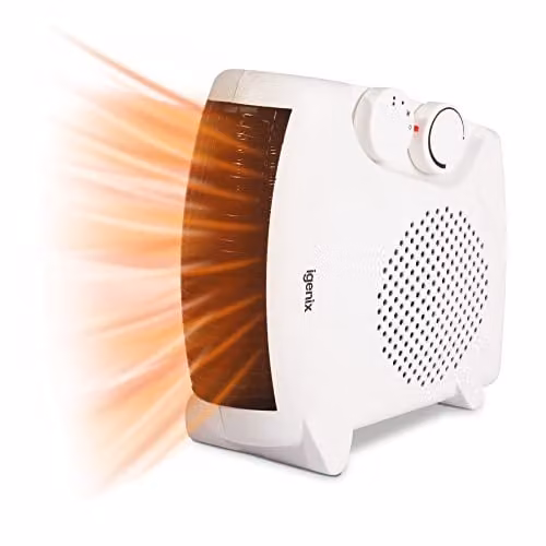 Igenix 2kW Portable Fan Heater with Thermostat and Overheat Protection, White – 1