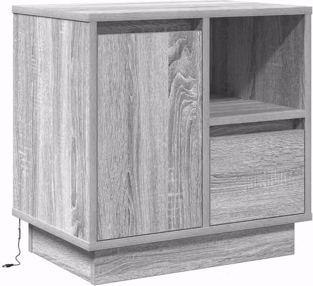 Berkfield Home Bedside Cabinet with Integrated LED Lighting in Grey Sonoma, W: 50 cm, D: 34 cm, H: 50 cm