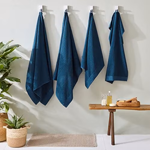 Riva Home Textured Weave Oxford Panel Cotton Bath Towel in Blue, W/D/H: 70 x 130 cm – 3