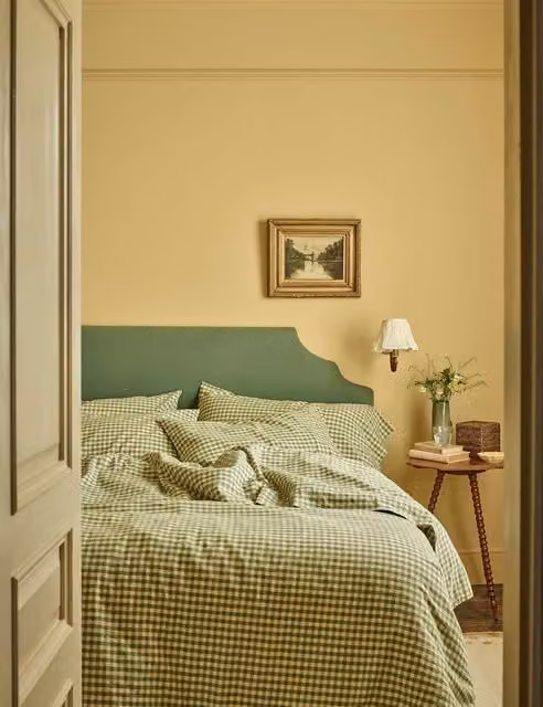 Piglet In Bed Green Mix Checked Linen Rich Gingham Duvet Cover