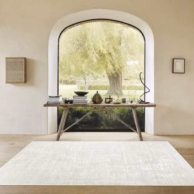 The Rug Shop UK Cream Modern Abstract Easy To Clean Area Rug, W: 240 cm, D: 340 cm – 1