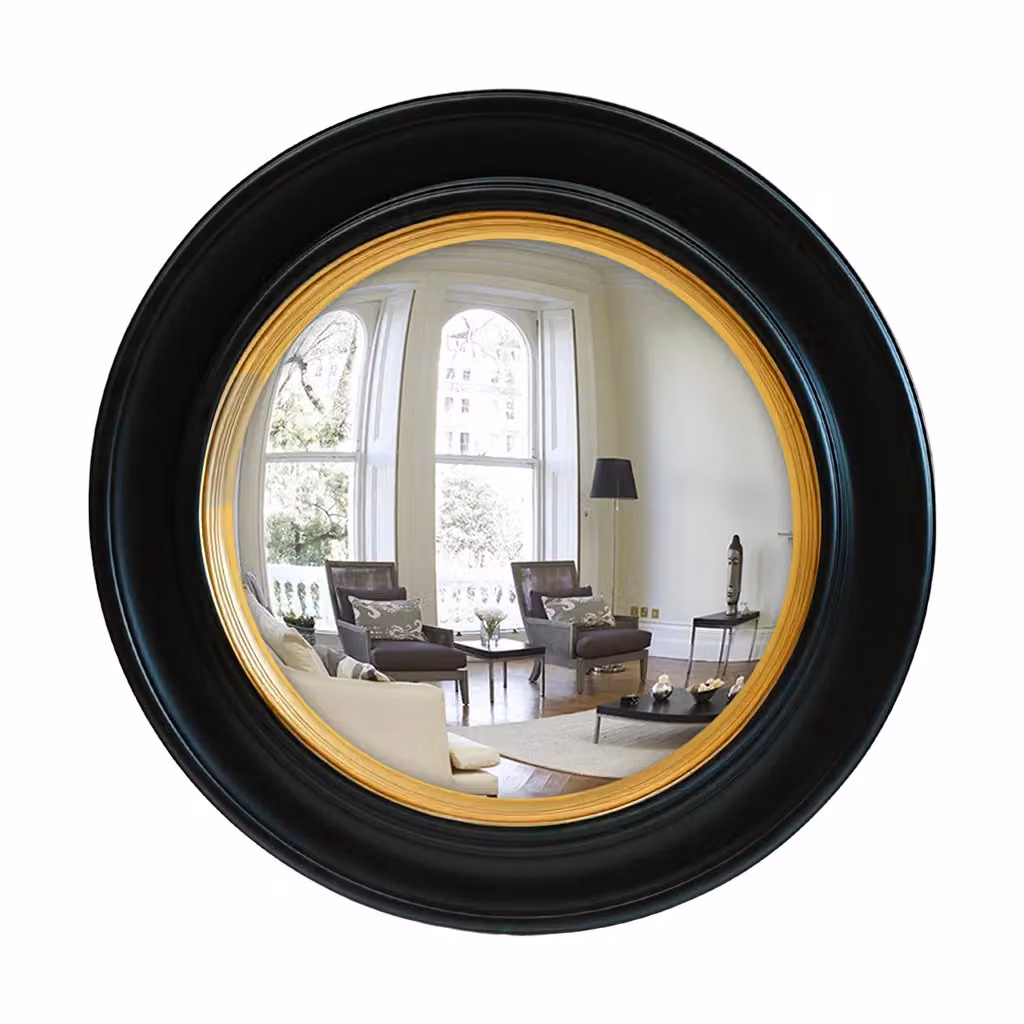 BESTYDECOR Agenzia 14 Large Round Maritime Convex Wall Mirror in Black and Gold, Diameter: 66 cm – 2