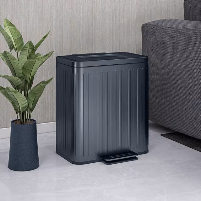 HOMCOM Dual 20L Kitchen Double Bin with Soft-Close Lid and Pedal, Black