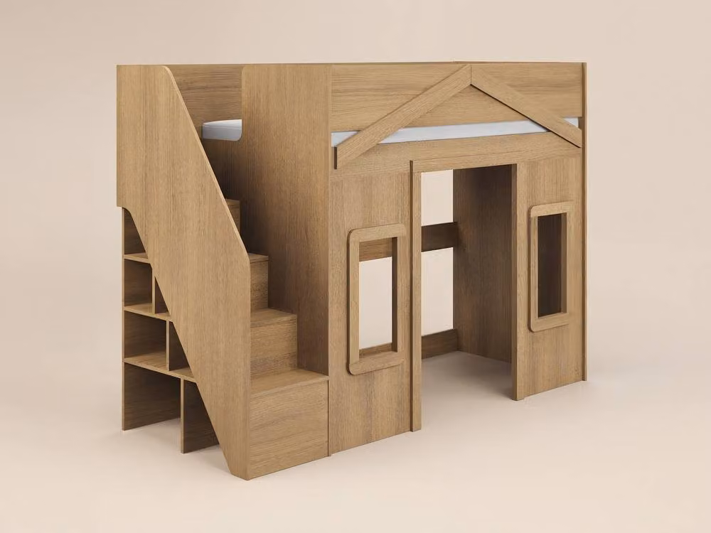 Flair Nixon Playhouse High Sleeper with Storage in Oak – 2