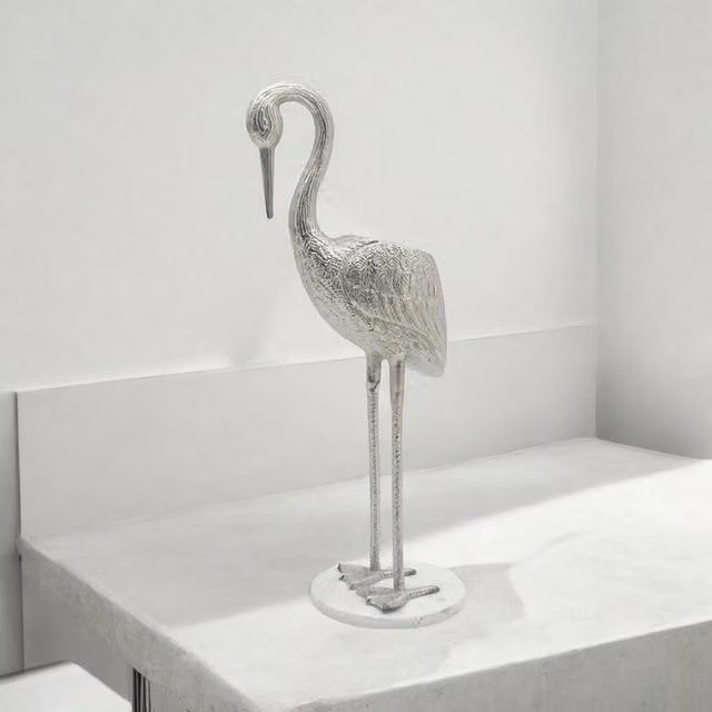 Minster Flamingo Wine Bottle Holder in Silver, W/D/H: 20 x 25 x 65 cm