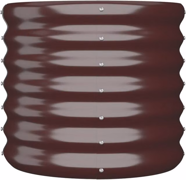 Berkfield Home Durable Powder-coated Steel Garden Planter Tub, Brown, W/D/H: 40 x 40 x 36 cm – 1