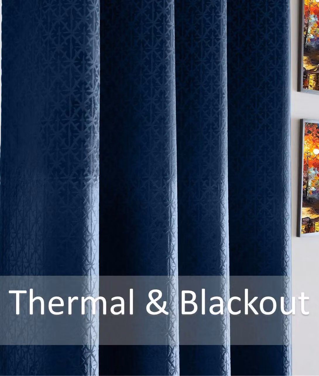 Luxury Living Temple Velvet Navy Blue Blackout Eyelet Curtains, Width: 117 cm, Drop: 183 cm – 2