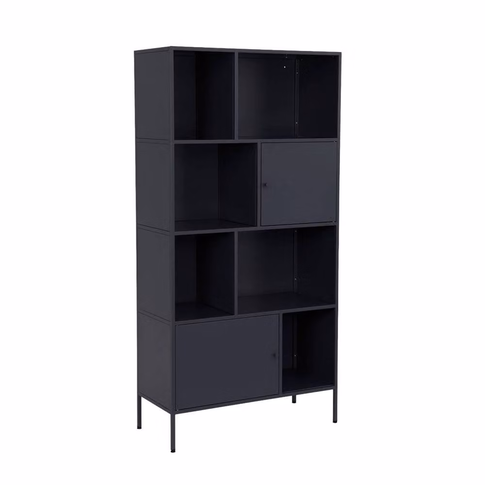 sweeek Industrial Metal Buffet Storage Unit with 8 Compartments in Black – 2
