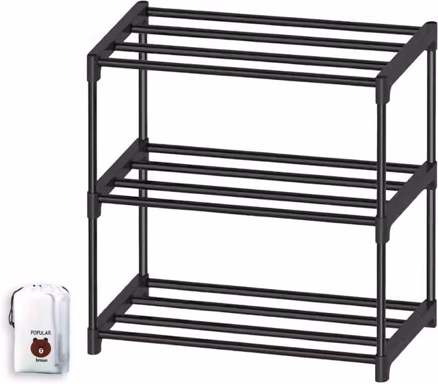 SPETLEK 3-Tier Slim Freestanding Shoe Rack Organizer in Black – 1