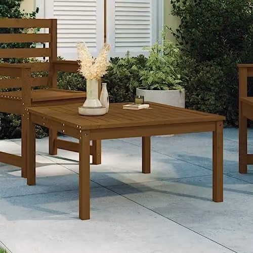 vidaXL Square Garden Table in Brown Solid Pine Wood W/D/H: 82.5 x 82.5 x 45 cm – 2