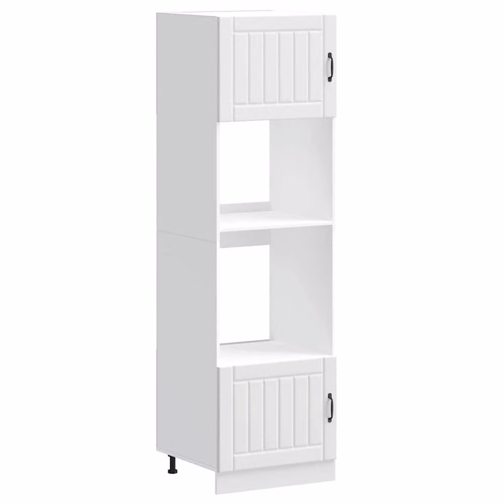 Berkfield Home Kalmar White Oven Cabinets, 2-Piece Tall Unit Set with Hinged Doors and Internal Shelves, W/D/H: 60 x 57 x 207 cm