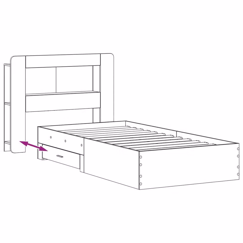 Berkfield Home Modern Bed Frame with Storage Drawers in Smoked Oak Brown, W: 80 cm, L: 200 cm – 5