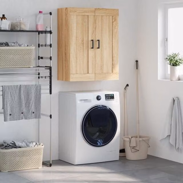 Berkfield Home Wall Mounted Cabinet in Sonoma Oak Brown, W/D/H: 69.5 x 34 x 90 cm