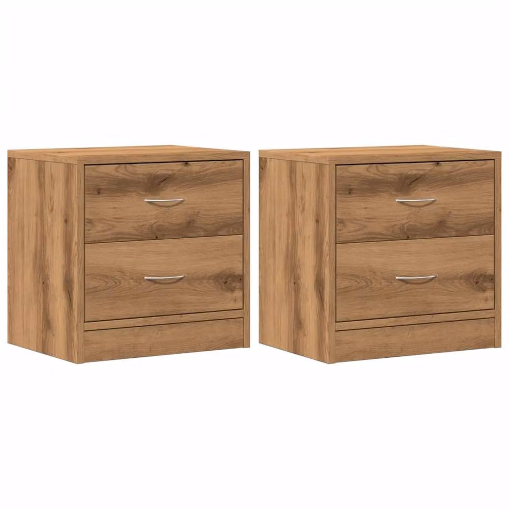 Berkfield Home Artisan Oak Bedside Cabinets, Set of 2, Brown, W/D/H: 40 x 30 x 40 cm – 2