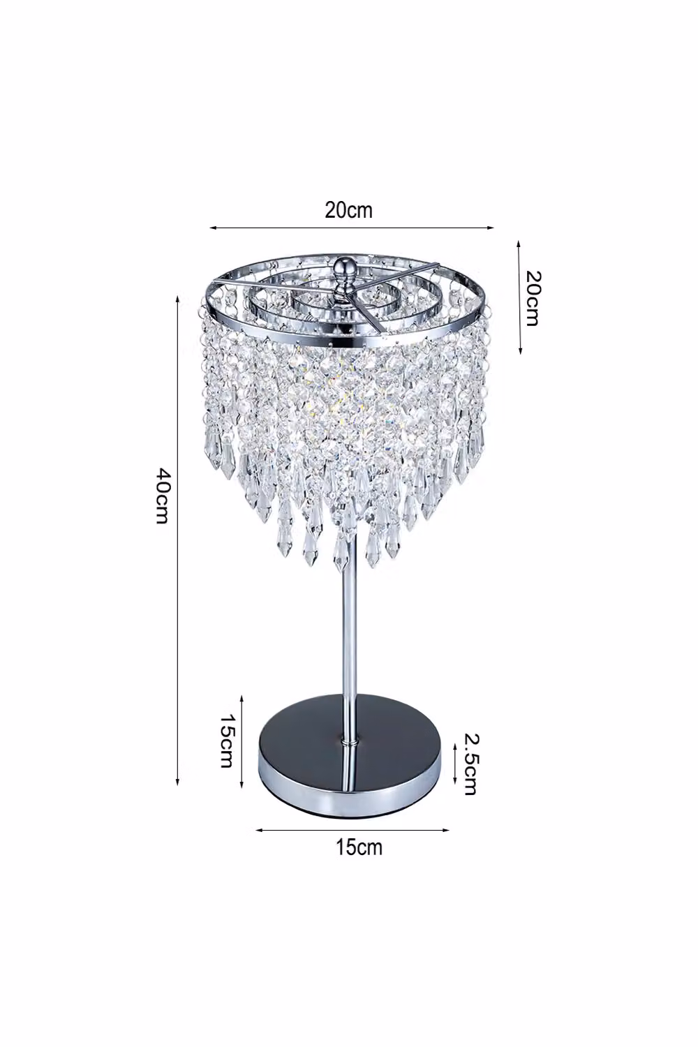 Living and Home Small Crystal Table Lamp with Round Base in Transparent and Multicolour – 4