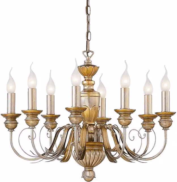 Ideal Lux Dora 8 Light Chandelier in Antique Brass Finish with E14 Sockets