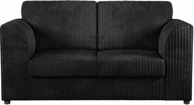 Furnishings For Less UK Luxor Jumbo Cord Fabric 2 Seater Fullback Sofa in Black