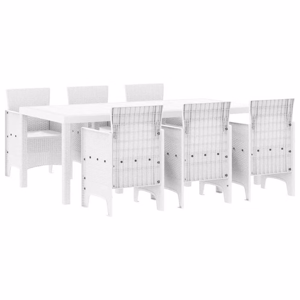 Berkfield Home Modern 7 Piece White Poly Rattan Garden Dining Set – 2