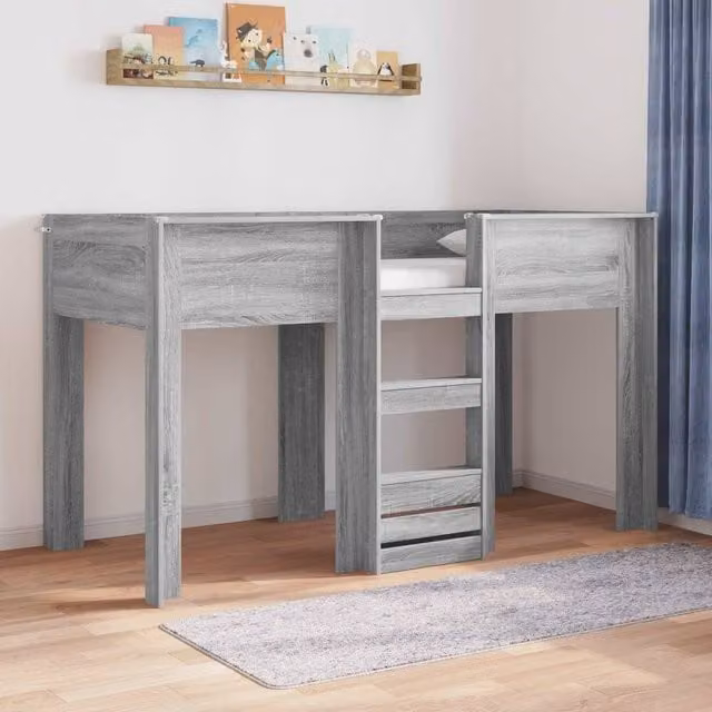Berkfield Home Modern Two-Level Bunk Bed for Children in Grey Sonoma, Engineered Wood, W: 75 cm x L: 190 cm