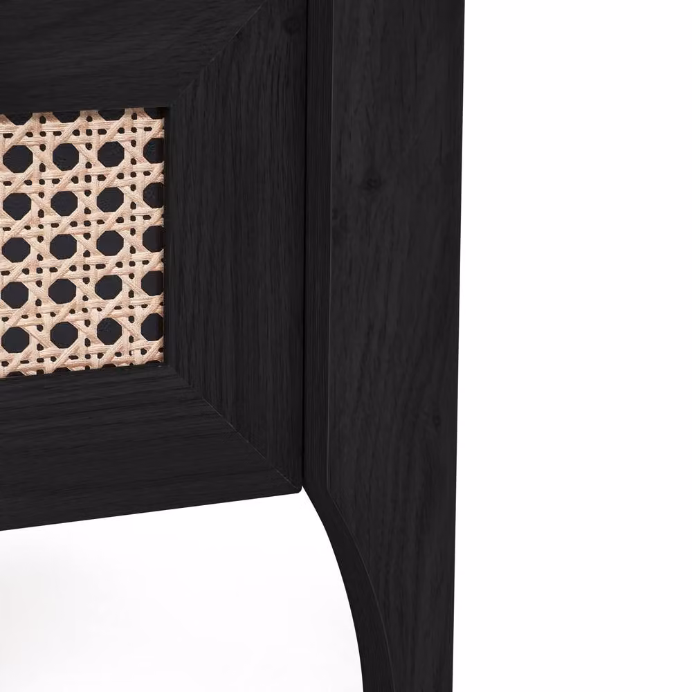 Cheshire Premium Pacifica 2 Drawer Black Ash Bedside Unit with Rattan Details – 6