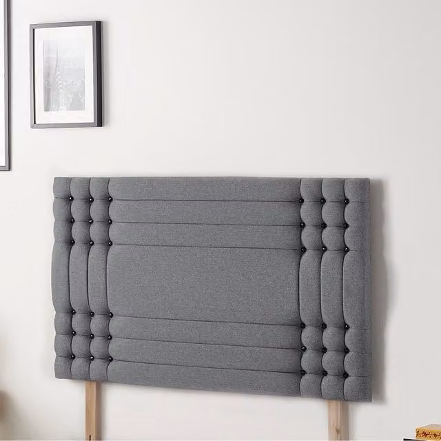 Somnior Beds Ltd Modern Upholstered Velvet Divan Headboard in Grey/Black, Height: 81.28 cm