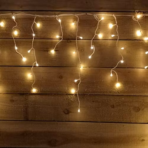 Premier Christmas 300 LED Frosted Icicle Lights in Warm White – 1