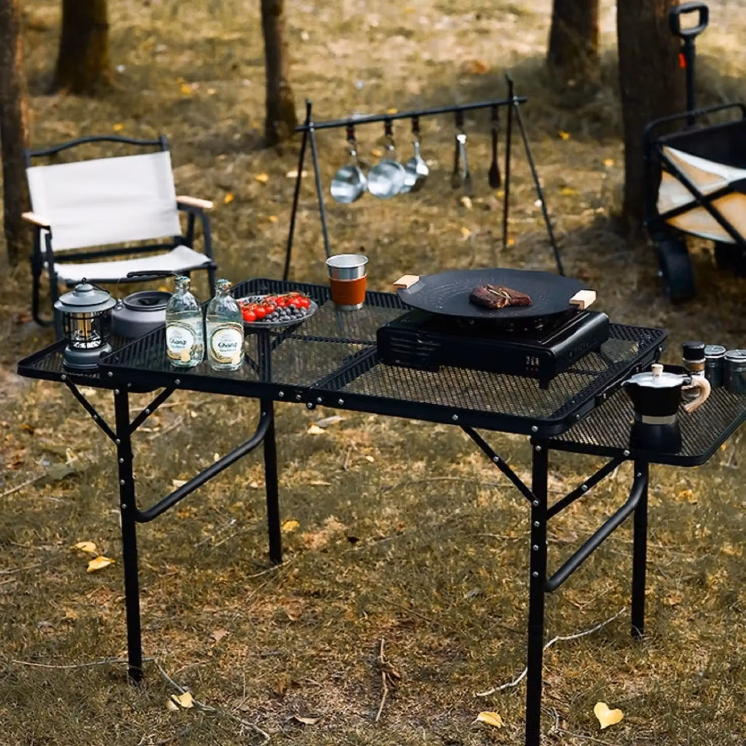 Leaper Portable Picnic BBQ Storage Table in Black, W/D/H: 60.0 x 40.0 x 27.0 cm – 7