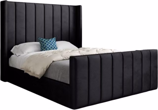 Casani Small Single Upholstered Velvet Designer Bed Frame in Black – 1