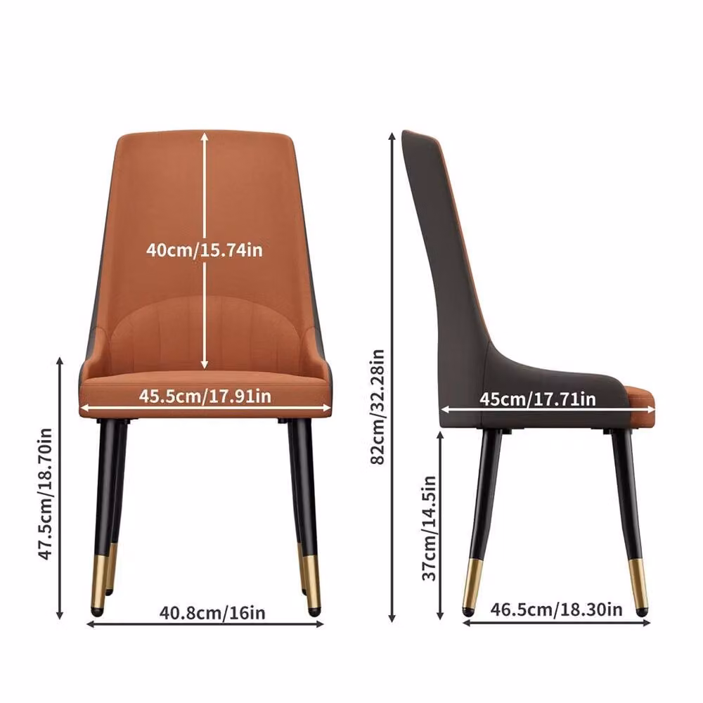 VOGREX Set of 2 Modern Dining Chairs with Padded Synthetic Leather Seats and Metal Legs – 3