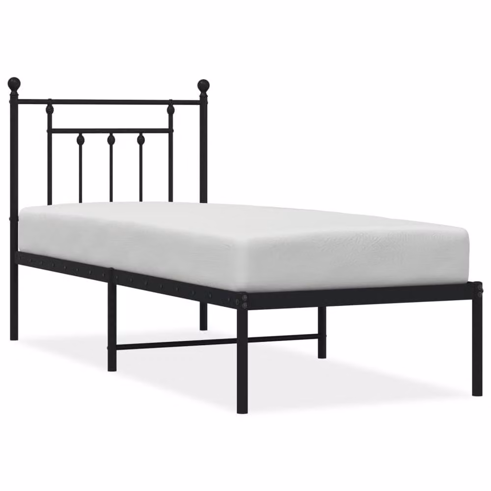 Berkfield Home Metal Bed Frame with Headboard in Black, W/D/H: 75 x 190 x 80 cm – 2