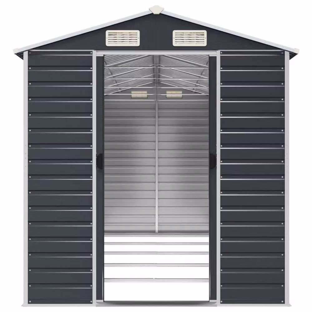 Berkfield Home Pent Garden Shed in Anthracite Galvanised Steel, W/D/H: 470 x 191 x 198 cm – 3