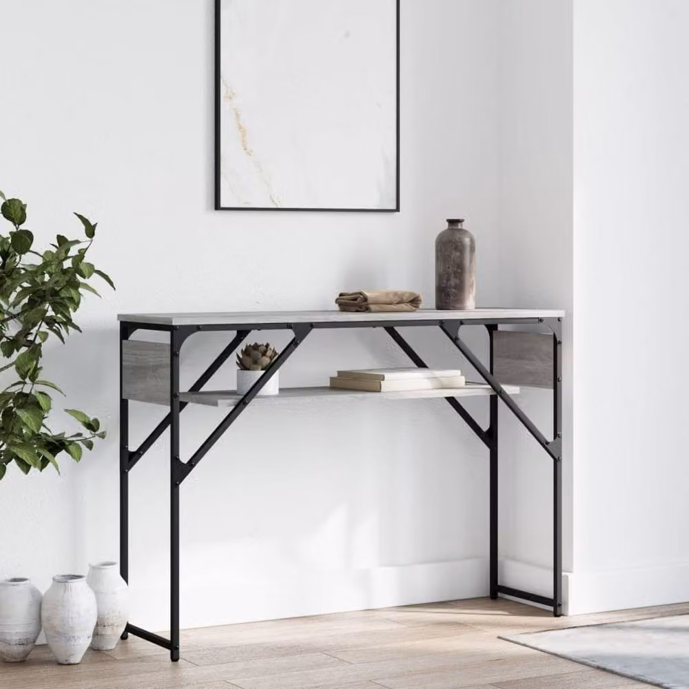 Berkfield Home Console Table with Shelf, Grey Sonoma, W/D/H: 105 x 30 x 75 cm – 2