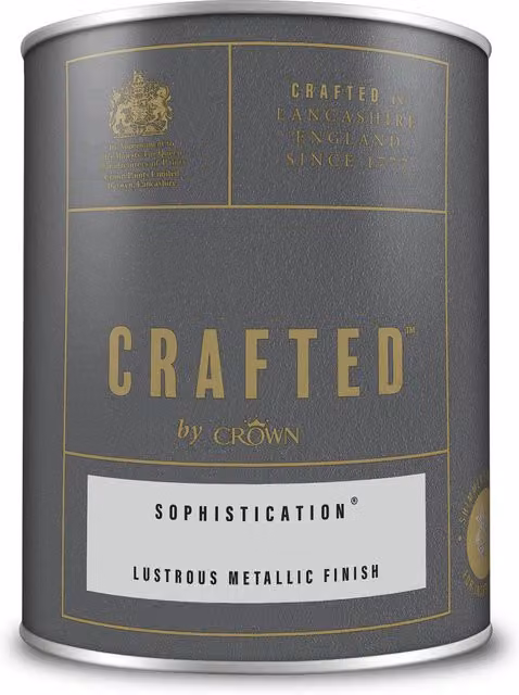 Crown Crafted Metallic Emulsion Paint for Walls and Wood, Silver, 1.25 l – 5